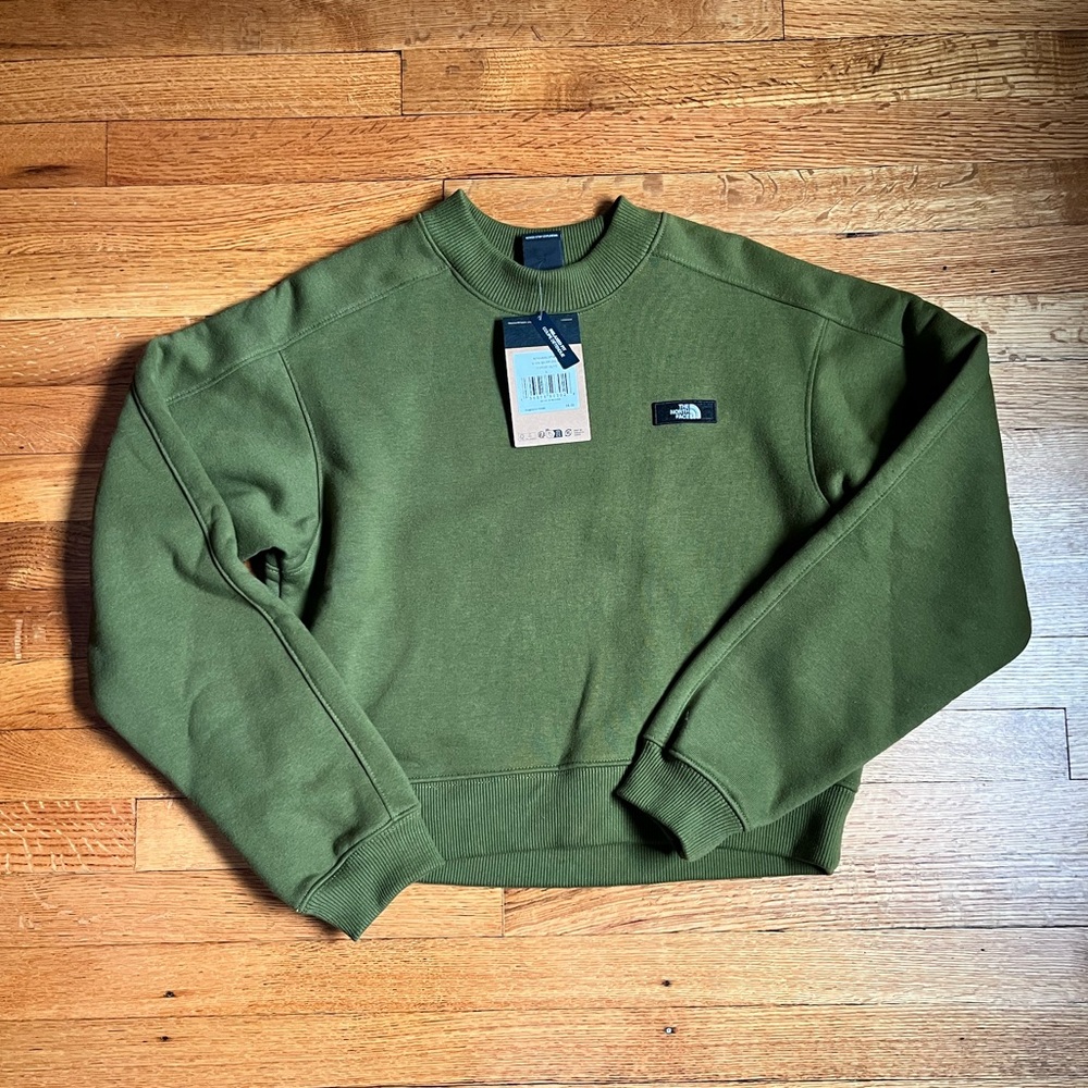 The North Face, Cropped Sweatshirt, Forest Olive Green, women’s US Small